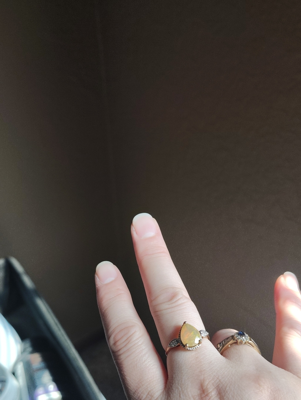 9ct Gold Opal & Zircon Ring